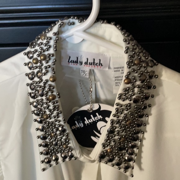 Woman’s Lady Dutch white blouse, size XL, embellished collar, tag attached. - Picture 3 of 3